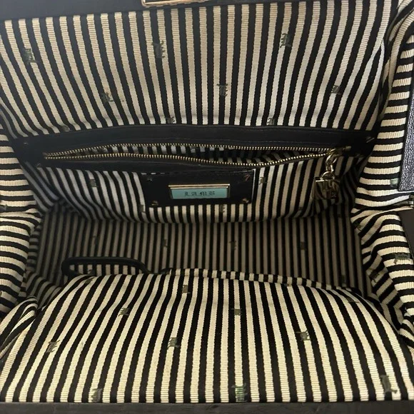 Vintage Y2K L.A.M.B Gwen Stefani Black Leather Purse Shoulder Handbag Lock Charm - Picture 2 of 16